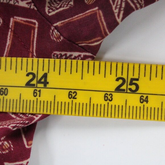 Vintage Burma Bibas Shirt Men Red Button Down Retro Pattern Collared Size XL 90s - Picture 9 of 10